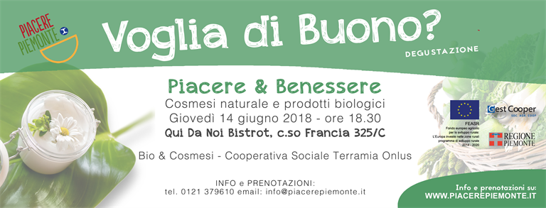 Piacere & Benessere protagonisti di Piacere Piemonte giovedì 14 giugno