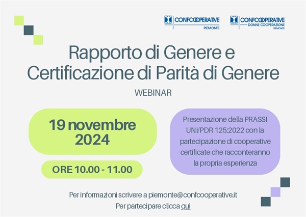 Rapporto di Genere e Certificazione Parità di Genere