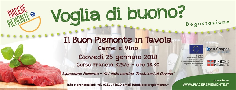 “IL BUON PIEMONTE IN TAVOLA”: CONFCOOPERATIVE PIEMONTE E GEST COOPER PRESENTANO IL PRIMO APPUNTAMENTO 2018 DI PIACERE PIEMONTE